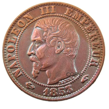 1853-1857 -A-B Франция 5 цента Медни Копирни монети на Наполеон III