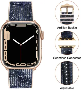 Каишка Bling е Съвместим с джапанки AppleWatch 38 мм 42 мм, женски блестящи силиконови каишки за часовници, Аксесоари, Съвместими с iWatchSeries