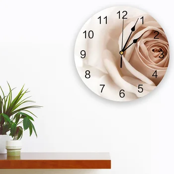 3D Бяла Роза PVC Стенни Часовници Модерен Дизайн на Домашен Интериор Спалня Тихи Часове В Час Стена За Хол