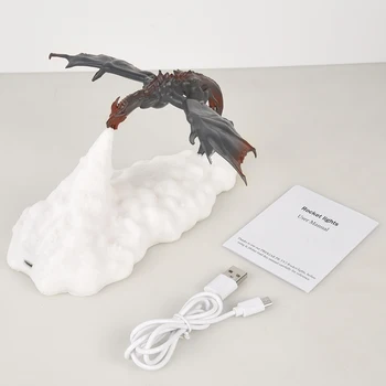 3D Дракон Pla Led С нощна светлина, Захранван от USB, Украса за Спални, Настолна Лампа за Сън за Деца, Момче или Приятел, Креативен Подарък