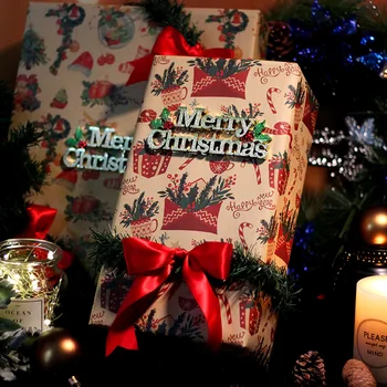 50*70 см Коледна крафт-хартия Коледна декоративна хартия направи си САМ Коледен подарък опаковъчна хартия Коледен подарък опаковъчна хартия