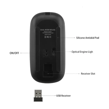Bluetooth 5,0 Безжична 2,4 G Мишката Акумулаторна Тиха Ультратонкая Компютърна Оптична Мишка Преносим Mause За Xiaomi Apple Mac PC