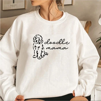 Hoody Doodle Мама, Забавни Качулки, Графични Качулки, Подарък за Кучето Си, Hoody за Мама, Дамски Пуловери с Дълъг Ръкав, Ежедневни Блузи