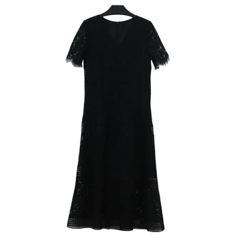 TAOYIZHUAI лято обикновен къс ръкав тънък свободен монофонични Vобразный деколте Дължина до коляното естествен фактор всекидневен стил женствена рокля 11620