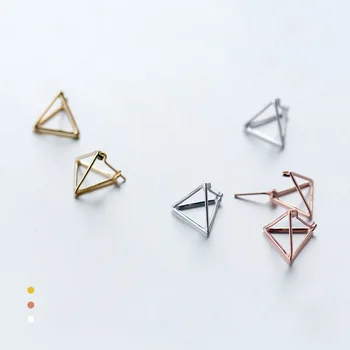 Trusta Обеци от сребро 925 проба, 3D Триъгълни Обеци-карамфил, 1 чифт Дамски Модни бижута за Момичета, DS1274