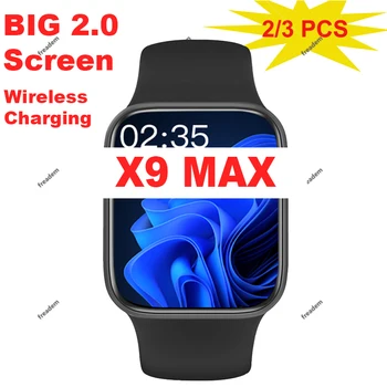 X9 Max Смарт Часовници Мъжките 2,0 инча Безжична Зареждане на Повикване Съобщение за Напомняне Сърдечната Честота Кръвно Налягане DIY Скали Смарт Часовници 8