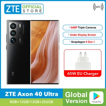 Глобалната версия на ZTE Axon 40 Ultra 5G смарт телефон с дисплей Камера 120 Hz Гъвкав Извит дисплей Snapdagon 8 Gen 1 Такса 65 W