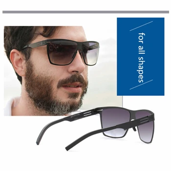 Големи Квадратни Маркови Дизайнерски Мъжки Слънчеви Очила Без Спираловидни Рамки За Очила Слънчеви Очила От Неръждаема Стомана