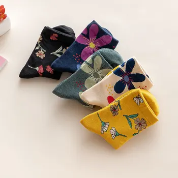 Дамски чорапи с Цветен Модел, чорапи под Роклята, сладки Чорапи за Момичета, Ежедневни Чорапи в стил Харадзюку, Женски Корейски Улични Модни Чорапи в стил Лолита