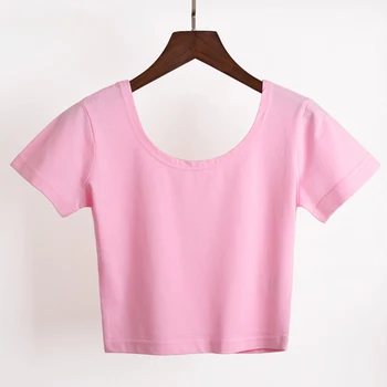 Женска тениска, однотонная Тениска, Розова, Черна, Кафява, Ежедневни Тениска