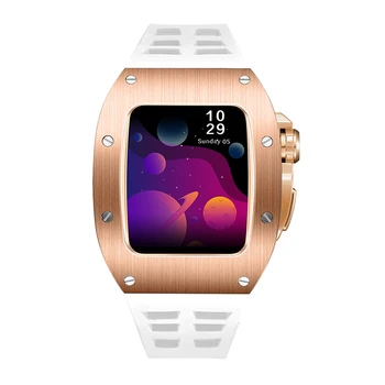 Каишка За часовник Метален Модифицирующий Комплект Калъф За Apple Watch Серия 7 8 45 мм Луксозен Модифицирующий комплект Силиконов Ремък За Apple Watch SE 5 6 44 мм