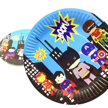 Комикс Супергерой Покривка Децата Момче Рожден Ден На Доставка Чаша Чиния Флаг Супергерой Вечерни Украса За Еднократна Употреба Комплект Съдове За Готвене