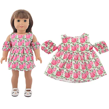 Куклено рокля с принтом Заек, слънчоглед, Рози за 18-инчовата американската кукла Популярна стоп-моушън дрехи за новороденото бебе 43 см, кукли OG Момиче