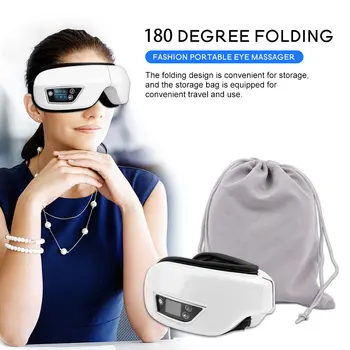 Масажор За Очи 6D Smart Airbag Вибриращ Инструмент За Грижа За Очите Горещ Компрес Bluetooth Очила За Масаж на Очите Умора и Бръчки