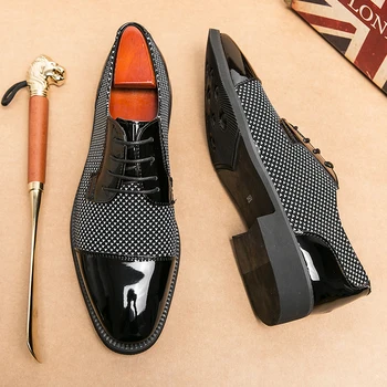 Мъжки модел обувки В Британския стил, Бизнес Официалната Обувки, Мъжки Обувки От Лачена Кожа, Модерен Oxfords С Каишка И Катарама, мъжки