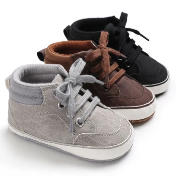 Спортни Обувки За Малките Момчета, Бебешко Кошче (безплатно) За Деца, Синтетична Мека Подметка, устойчива на плъзгане Кожени Обувки дантела, 0-18 месеца, Детски Обувки, Обувки За Момичета и Момчета