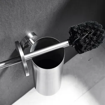 Четка За почистване на Тоалетната чиния Черен на Цвят, с монтиран на стената Притежател на Четка от Неръждаема Стомана, Хромирани елементи Почистващи Средства За Баня